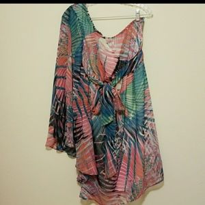 Torrid One Shoulder Flare Sleeved Dress